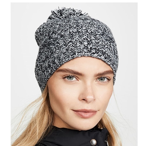 Shopbop Rebecca Minkoff maraled grey ecru beanie Pom Pom hat - Picture 2 of 7
